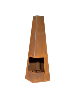 Dellonda Chiminea, poêle à bois, chauffage pour extérieur L45 cm x H150 cm, acier Corten