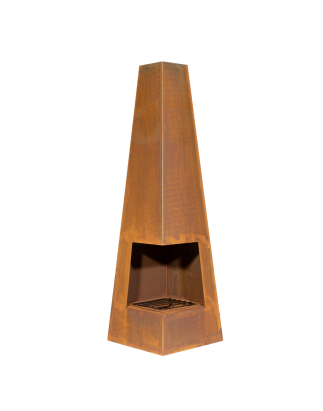 Dellonda Chiminea, poêle à bois, chauffage pour extérieur L45 cm x H150 cm, acier Corten