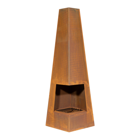 Dellonda Chiminea, poêle à bois, chauffage pour extérieur L45 cm x H150 cm, acier Corten