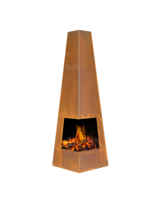 Dellonda Chiminea, poêle à bois, chauffage pour extérieur L45 cm x H150 cm, acier Corten