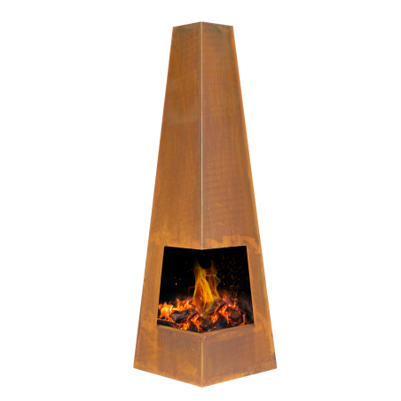 Dellonda Chiminea, poêle à bois, chauffage pour extérieur L45 cm x H150 cm, acier Corten