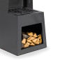 Dellonda Outdoor Chiminea Fireplace Fire Pit Heater Firewood Storage Black Steel