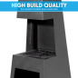 Dellonda Outdoor Chiminea Fireplace Fire Pit Heater Firewood Storage Black Steel