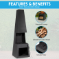 Dellonda Outdoor Chiminea Fireplace Fire Pit Heater Firewood Storage Black Steel