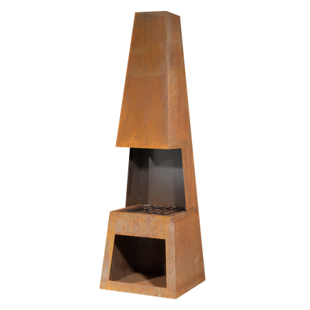 Dellonda Outdoor Chiminea Fireplace Heater Firewood Storage - Corten Steel