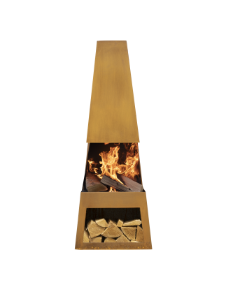 Dellonda Outdoor Chiminea Fireplace Heater Firewood Storage - Corten Steel