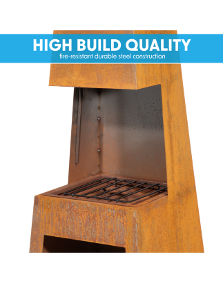 Dellonda Outdoor Chiminea Fireplace Heater Firewood Storage - Corten Steel