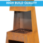 Dellonda Outdoor Chiminea Fireplace Heater Firewood Storage - Corten Steel