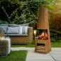 Dellonda Outdoor Chiminea Fireplace Heater Firewood Storage - Corten Steel