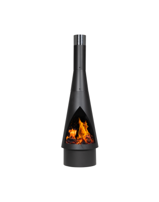 Dellonda Outdoor Chiminea, Fireplace, Fire Pit, Heater, Durable, Black Steel