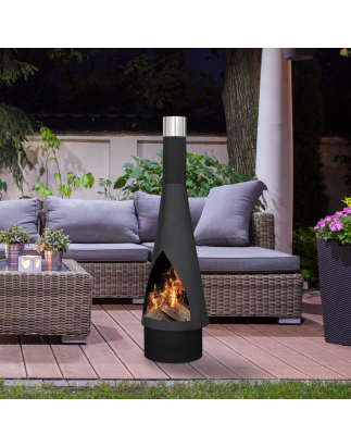 Dellonda Outdoor Chiminea, Fireplace, Fire Pit, Heater, Durable, Black Steel