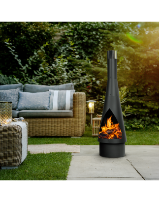 Dellonda Outdoor Chiminea, Fireplace, Fire Pit, Heater, Durable, Black Steel