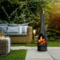 Dellonda Outdoor Chiminea, Fireplace, Fire Pit, Heater, Durable, Black Steel