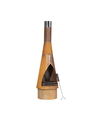 Dellonda Outdoor/Garden/Patio Conical Chiminea, Fireplace, Fire Pit, Heater, H127cm - Corten Steel