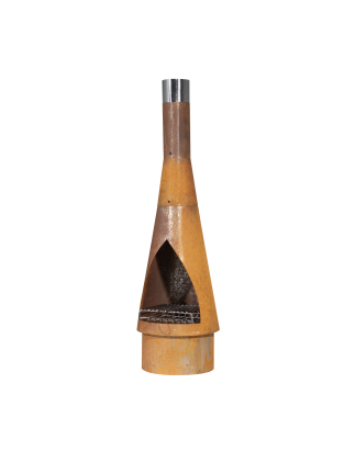 Dellonda Outdoor/Garden/Patio Conical Chiminea, Fireplace, Fire Pit, Heater, H127cm - Corten Steel