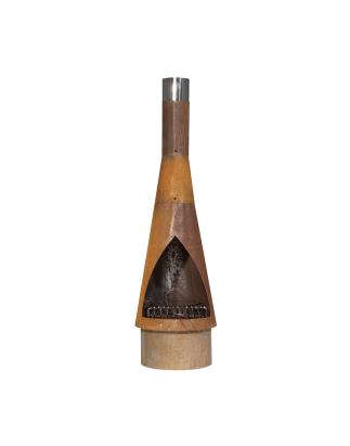 Dellonda Outdoor/Garden/Patio Conical Chiminea, Fireplace, Fire Pit, Heater, H127cm - Corten Steel