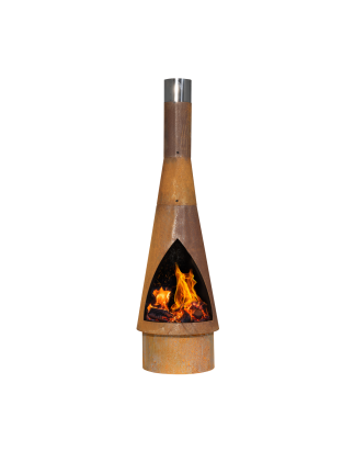 Dellonda Outdoor/Garden/Patio Conical Chiminea, Fireplace, Fire Pit, Heater, H127cm - Corten Steel