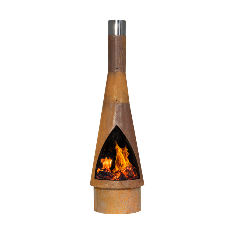 Dellonda Outdoor/Garden/Patio Conical Chiminea, Fireplace, Fire Pit, Heater, H127cm - Corten Steel