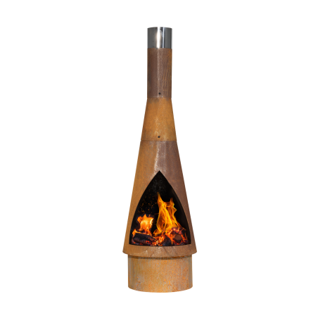 Dellonda Outdoor/Garden/Patio Conical Chiminea, Fireplace, Fire Pit, Heater, H127cm - Corten Steel