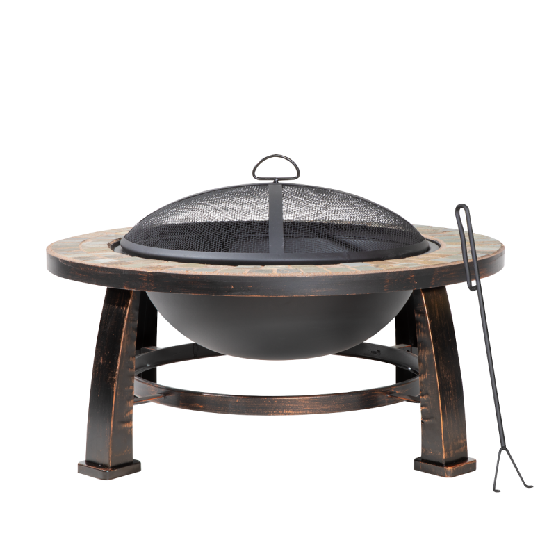 Dellonda 30" Deluxe Traditional Style Fire Pit/Fireplace/Outdoor Heater - Slate