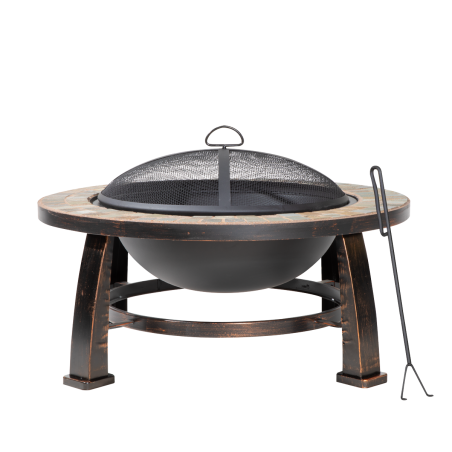 Dellonda 30" Deluxe Traditional Style Fire Pit/Fireplace/Outdoor Heater - Slate