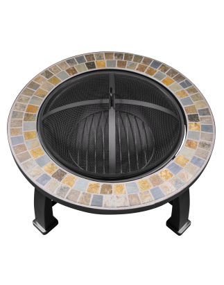 Dellonda 30" Deluxe Traditional Style Fire Pit/Fireplace/Outdoor Heater - Slate