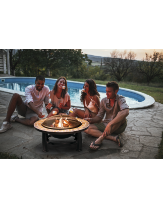 Dellonda 30" Deluxe Traditional Style Fire Pit/Fireplace/Outdoor Heater - Slate