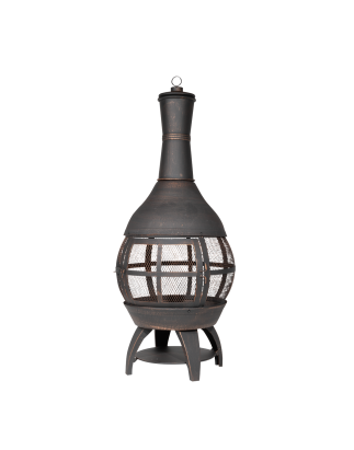 Dellonda Deluxe 360° Chiminea/Fire Pit/Outdoor Heater - Antique Bronze Finish - DG112