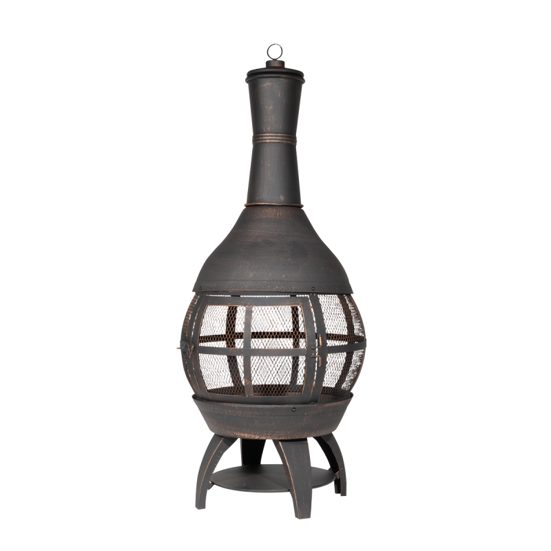 Dellonda Deluxe 360° Chiminea/Fire Pit/Outdoor Heater - Antique Bronze Finish - DG112