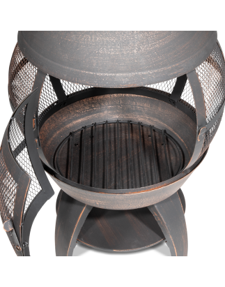 Dellonda Deluxe 360° Chiminea/Fire Pit/Outdoor Heater - Antique Bronze Finish - DG112