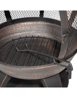 Dellonda Deluxe 360° Chiminea/Fire Pit/Outdoor Heater - Antique Bronze Finish - DG112