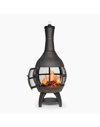 Dellonda Deluxe 360° Chiminea/Fire Pit/Outdoor Heater - Antique Bronze Finish - DG112