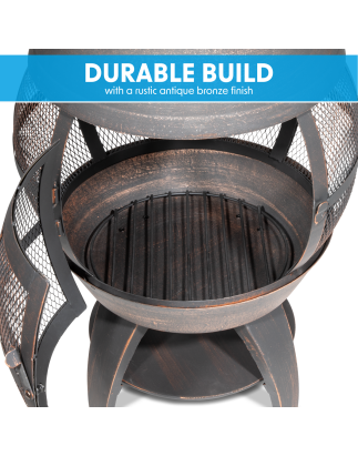 Dellonda Deluxe 360° Chiminea/Fire Pit/Outdoor Heater - Antique Bronze Finish - DG112