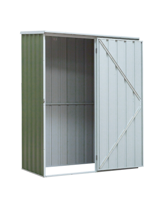 Dellonda Galvanized Steel Garden/Outdoor/Storage Shed, 1.5 x 0.8 x 1.9m, Pent Style Roof - Green