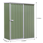 Dellonda Galvanized Steel Garden/Outdoor/Storage Shed, 1.5 x 0.8 x 1.9m, Pent Style Roof - Green