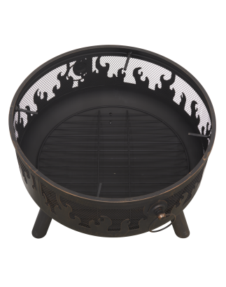 Dellonda Deluxe Fire Pit Fireplace Chauffage de terrasse extérieur, gril de cuisson et tisonnier