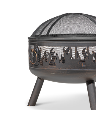 Dellonda Deluxe Fire Pit Fireplace Chauffage de terrasse extérieur, gril de cuisson et tisonnier