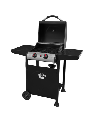 Dellonda 2 Burner Gas BBQ Grill with Ignition & Thermometer - Black/Stainless Steel