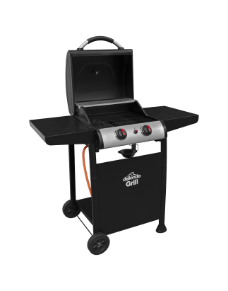 Dellonda 2 Burner Gas BBQ Grill with Ignition & Thermometer - Black/Stainless Steel