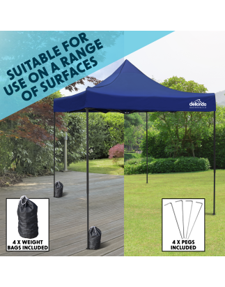 Dellonda Premium 3 x 3m Pop-Up Gazebo, PVC Coated, Water Resistant Fabric, Supplied with Carry Bag, Rope, Stakes & Weight Bags -