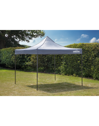 Dellonda Premium 3 x 3m Pop-Up Gazebo, PVC Coated, Water Resistant Fabric, Supplied with Carry Bag, Rope, Stakes & Weight Bags -