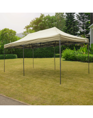 Dellonda Premium 3x6m Pop-Up Gazebo, Heavy Duty, PVC Coated, Water Resistant Fabric Supplied with Carry Bag, Rope, Stakes & Weig