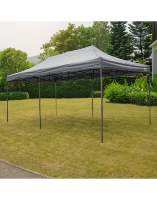 Dellonda Premium 3x6m Pop-Up Gazebo, Heavy Duty, PVC Coated, Water Resistant Fabric, Supplied with Carry Bag, Rope, Stakes & Wei