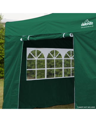 Dellonda Premium Parois latérales/portes/fenêtres pour tonnelle/chapiteau, convient aux modèles 2 x 2 m – Vert foncé