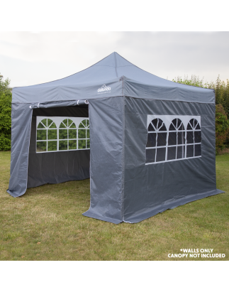 Dellonda Premium Gazebo/Marquee Side Walls/Doors/Windows, Fits 3 x 3m Models - Grey