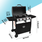 Dellonda 4 Burner Gas BBQ Grill, Ignition, Thermometer, Black/Stainless Steel