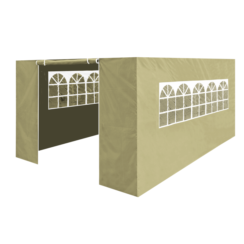 Dellonda Premium Side Walls/Doors/Windows for Gazebo/Marquee, Fits 3 x 4.5m Models - Beige