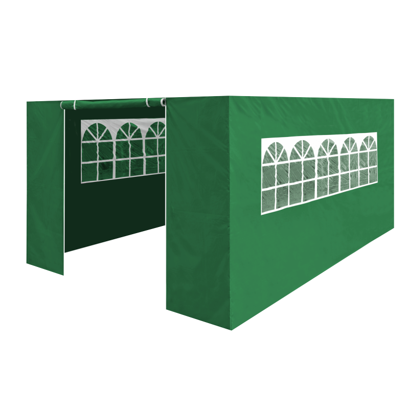 Dellonda Premium Parois latérales/portes/fenêtres pour tonnelle/chapiteau, convient aux modèles 3 x 4,5 m – Vert foncé