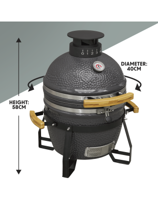 Dellonda Deluxe 16"(40cm) Ceramic Kamado Style BBQ Grill/Oven/Smoker