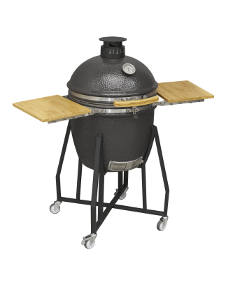 Dellonda Deluxe 22"(56cm) Ceramic Kamado Style BBQ Grill/Oven/Smoker, Supplied with Wheeled Stand